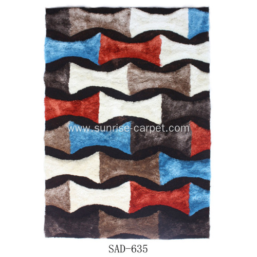 Polyester Silk Shaggy Carpet / Rug with 3D Pattern